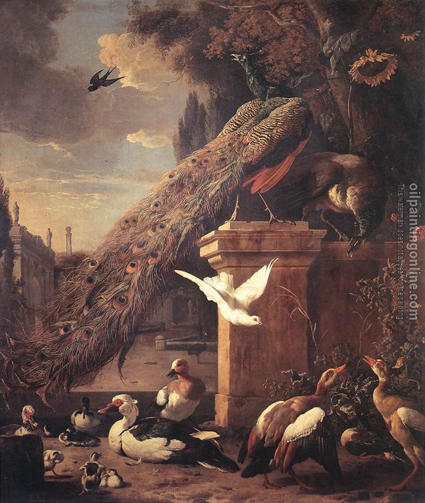 Melchior de Hondecoeter - Peacocks And Ducks
